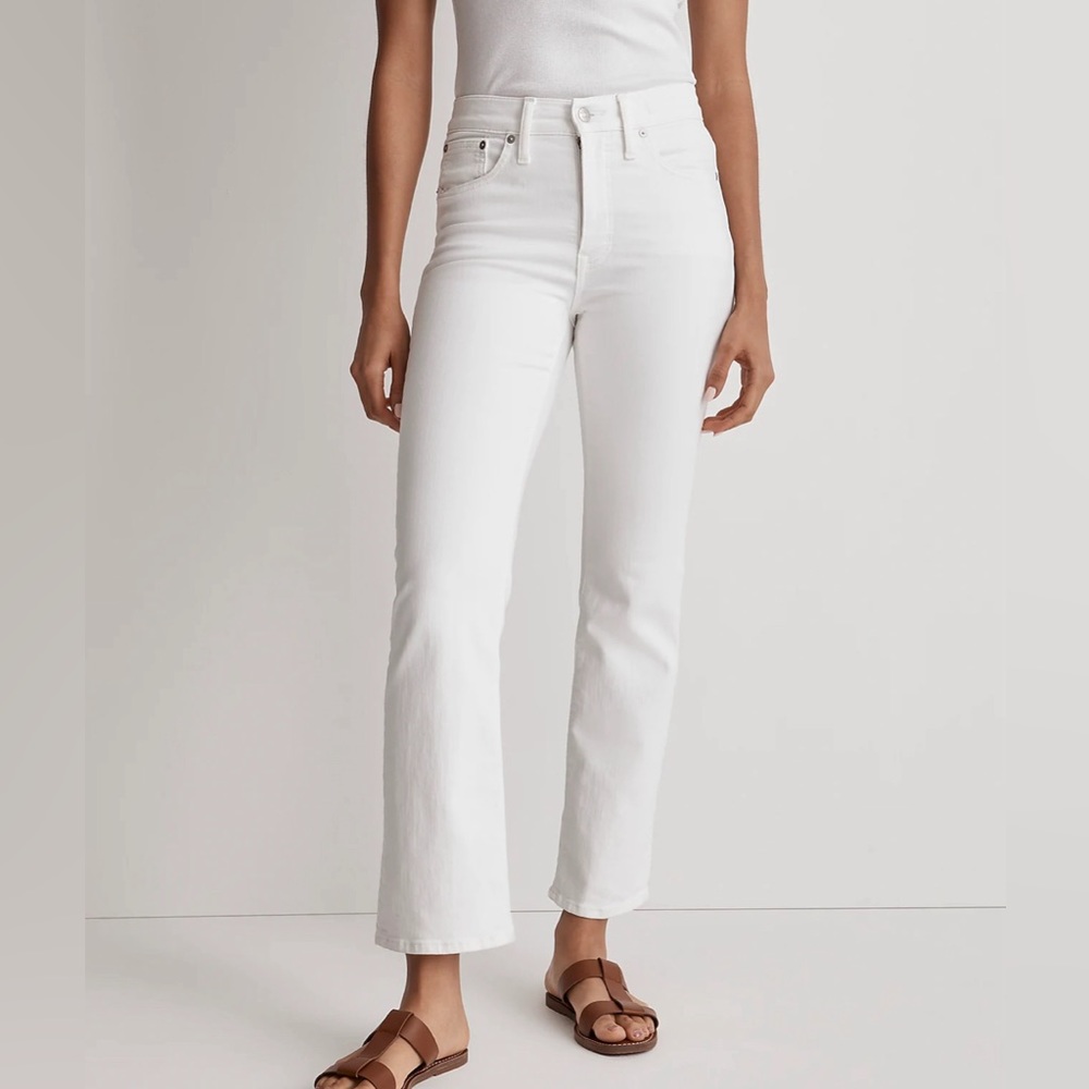 Madewell White Cropped Ankle Jeans High-Waisted Straight Leg